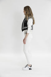 Cepleri Kazayağı Desenli Slimfit Pantolon